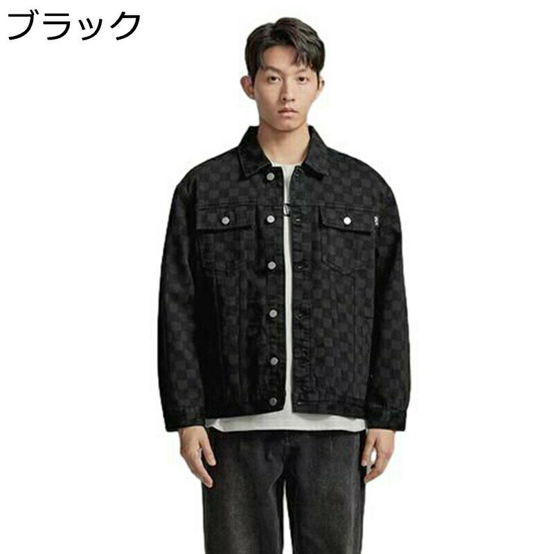 樂天商城 - メンズ デニムジャケット ショート 長袖 折り襟 ボタン チェック柄 アメカジ 大きいサイズ ブルゾン デニムコート ジージャン Gジャン ストリート 秋冬用 アメカジ 防寒着 青少年 スタイリッシュ 外出