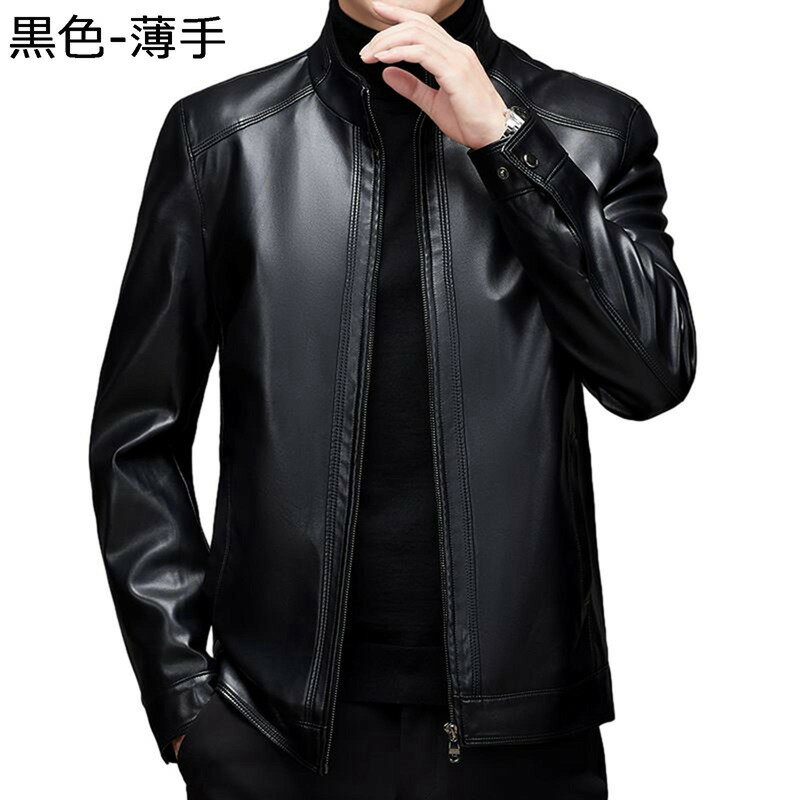 樂天商城 - 大きいサイズ エコ革ジャン メンズ エコ革ジャケット ラライダースジャケット ショート 長袖 ビジネス 秋コート トレンチコート 襟なし スナップ PUジャケット タイツ 秋冬 防風 日常 男性用
