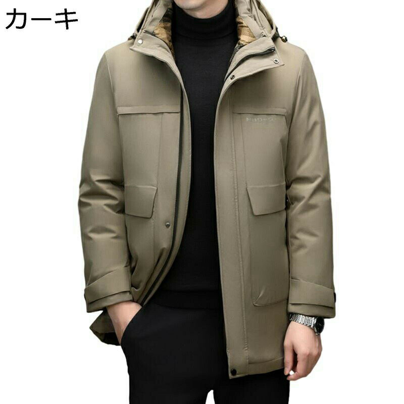 樂天商城 - ダウン ジャケット ショート丈 メンズ フォード付き コート ジップアップ ブルゾン アウター 長袖 フルジップ 防風 秋服 ゆったり カジュアル 防寒 保温性 厚さ ビジカジ 普段着 ハンサム 紳士