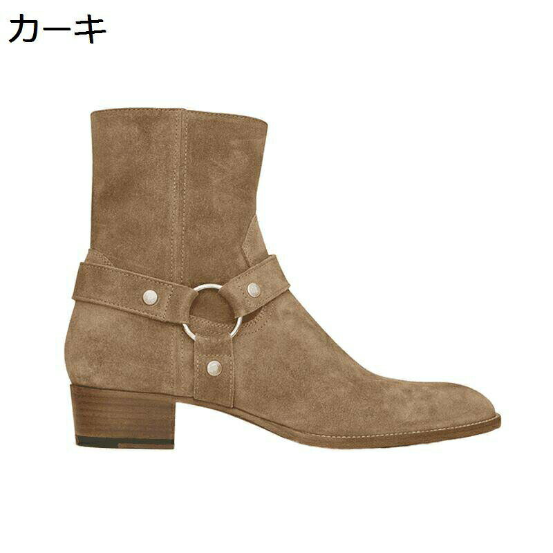 　　　 ◆◇◆人気の秘密◆◇◆ 【ジップ】外側にサイドファスナーが付いているので着脱も簡単です。ブーツを気軽に履いて頂けるよう、ジッパーで脱ぎ履きのもどかしさを解消。 【サイドバックル】キラリと輝る大き目バックルは男らしさがアップし、視線を集めるポイントに！焦がし加工を随所に施しているので、深みのあるヴィンテージテイストを実現！ 【革】上質な本革で仕上げ、柔らかく弾力性があり、耐久性がUP。透湿性で足元をドライに保ち、優れた抗菌性も発揮します。アッパーに光沢のある皮革を使用しているので、お手入れが簡単。 【防滑ソール】滑るのを防ぐ摩擦に強いゴムの靴底、でこぼこな筋模様、通行するのが心地良いです。クッション性に優れたミッドソールを持ちます。凹凸のある靴底が滑り止めて、ワイルドでかっこいいです。 【場合＆通用】シンプルでクラシックなメンズブーツ。細身で少し短めの丈のパンツに良く合います。足元の冷え込む時期や野外での作業などで活躍てくれる機能的な防寒ブーツです。マニッシュなスタイルからガーリーな雰囲気まで幅広くコーデが可能。 　　　◆◇◆注意事項◆◇◆ご覧のモニターの環境、撮影環境により実物と色味が異なって見える場合がございます。湿った状態で他のものと擦り合わせると色が移る恐れがあります。濃色品の洗濯時は、白色、淡色と分けて洗ってください。説明 ＿＿＿＿＿＿＿＿★★★★★＿＿＿＿＿＿＿＿ 【商品詳細】 素材: レザー、ポリエステル 【商品紹介】 ◆幅広でゆったりめのつま先が、十分な足空間を与える。甲が高い方や幅広い方でも楽々に手入れできます。 見た目も良く、グリップができるようにデザインし、柔らかくて耐久性もよく、 とても快適な履き心地を実現させました。 ◆シンプルなデザインに履き口のパットなど重厚感もあり季節を問わず1年中履ける機能性を重視したメンズブーツ！ 旅行やショッピングなどたくさん歩きたい日にもおすすめです。ビジネス時にもオススメです。 ◆アーチサポート付きのインソールが足裏の疲れを軽減し、ハイカット仕様が足首をサポートしてくれます。 ゴムの底部は滑り止めがよく、雨の日でも履くことができます。 ◆彼氏、お父さん、お友達への贈り物としてきっと喜ばれるでしょう。 誕生日、クリスマス、記念日にあなたの家族、友人や恋人のための素晴らしい贈り物にもなります。 柔らかな肌触りで履き心地が良く、絶対に違和感がありません。 ◆いろいろなシーンに使いやすいように無駄な装飾を省き、スタイリッシュなルックスに！ ハードユースとしてサバイバルゲーム にバッチリ！アメカジ系 や アウトドア系スタイル にもおすすめ！ ワイルドなイメージが強いこともあって、清潔感がある着こなしと縁遠いと思われがちなミリタリースタイル。 【ご注意】 ★洗濯:靴の変形や破損を防ぐため、本制品は手洗いが望ましい。 ★ご注意：レインブーツでない限り、完全防水ではありませんので、できるだけ長時間水に浸かってはいけません。 当商品に関する問題はどうぞ弊店のメアドまでにお気軽にお問い合わせください。 ☆本店は他のブーツ/シューズなど種類の豊富のぬいぐるみがあります！ 検索キーワード： チェルシーブーツ メンズ ビジネスブーツ 本革 サイドゴア ワークブーツ 大きいサイズ ウエストン サイドファスナー 履きやすい ストリート 革靴 超軽量 厚底 ウォーキング レディース 通勤 耐久性 手作り 長持ち ハイカット 黒 ジャングル かっこいい クッション性 高校生 シンプル バイクブーツ レーシングブーツ ツーリングシューズ ライディングブーツ ライダース コンバットブーツ タクティカルブーツ メンズ 撥水 牛革靴 ミドルカット