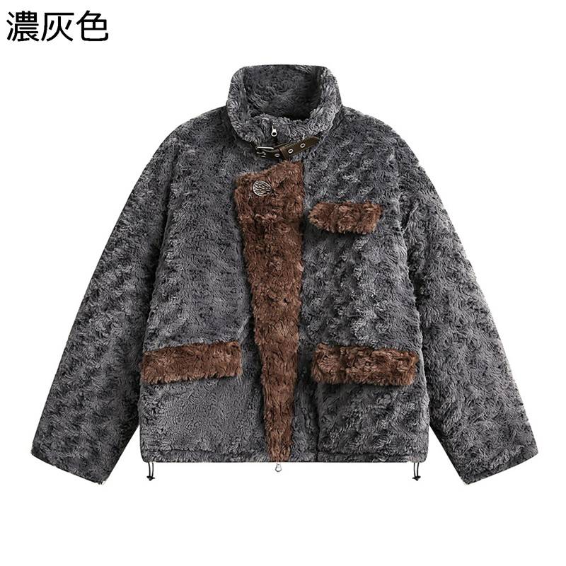 樂天商城 - ボアブルゾン フリースボア メンズジャケット コート グレー メンズ メンズ 防寒着 冬服 秋用 裏起毛 もこもこ ジャンパー スタジャン 保温 厚手 カジュアルコート アウトドア 会社 学生