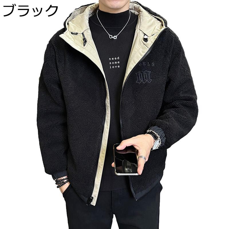 樂天商城 - メンズ 中綿ジャケット 防風 保温性 ブルゾン 厚手 フード付き 綿入れジャケット 冬服 ショート丈 リバーシブル スリム かっこいい カーゴジャケット アウトドア 通勤 通学 登山