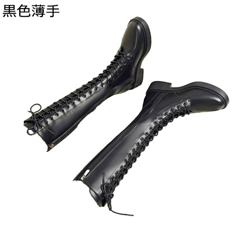 編み上げ レースアップブーツ ロングブーツ ローヒール レディース サイドジッパー 履きやすい 秋冬 落ちない 脱げない 長靴 撥水 ファッション おしゃれ 歩きやすい バイク かっこいい(4.0)