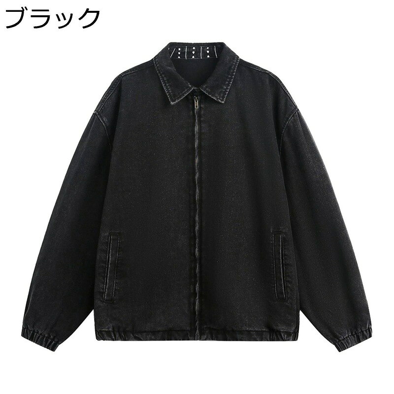 樂天商城 - デニムジャケット メンズ スタジャン ジャンパー 防風防寒 ヴァーシティ カッコイイ 無地 ストリート系 柔らかい コンフォート 春 秋 冬 ゆったり ブルゾン 着回し 街着