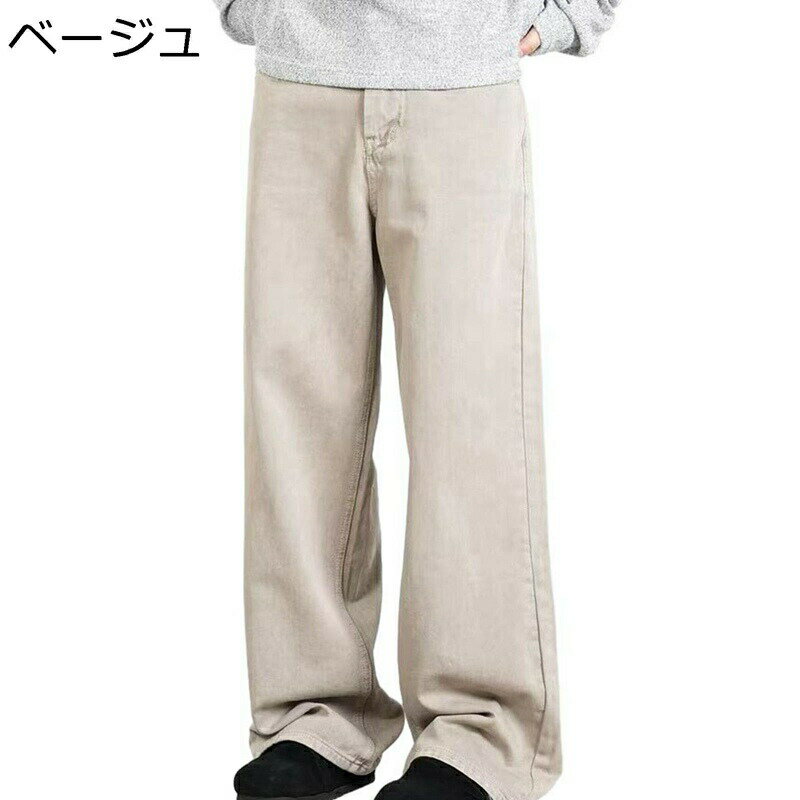 Wear - ワイドデニム メンズ ジーンズ ストレート アメカジ ヴィンテージ ワイドパンツ バギー ルーズ Gパン cleanfit カジュアル ゆったり 男女兼用 春秋冬 長ズボン 脚長 体型カバー おしゃれ シンプル