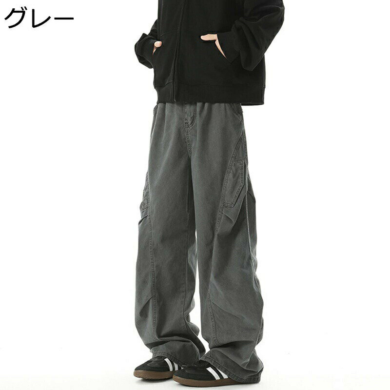 樂天商城 - カーゴパンツ メンズ 大きいサイズ ストレート 厚手 綿100 ロングパンツ ワイド バギー ルーズ ブーツカット ゆったり 無地 デザイン性 登山 秋冬 キャンプ レジャー 男女兼用 長ズボン カジュアル