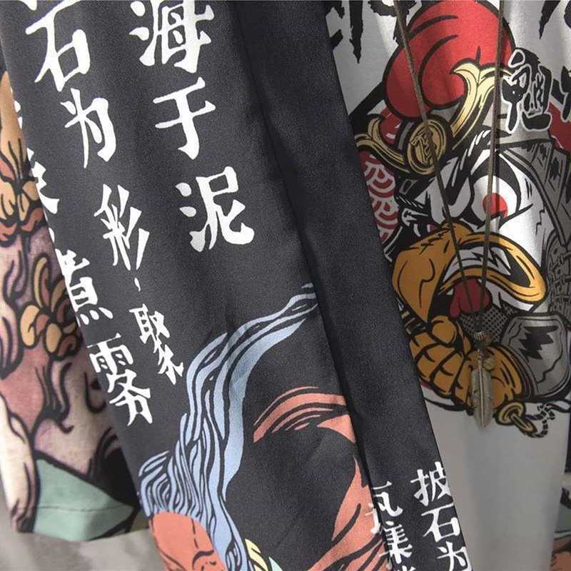 マルヤ物流サービスの羽織 メンズ 着物カーディガン 和柄 龍神柄 七分袖 オーバーサイズ 薄手 涼しい 和風 夏用 ジャケット ストリート カジュアル｜アングル3
