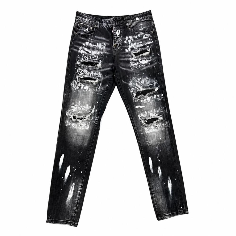 デニムパンツ メンズ Gパン ジーンズ ダメージ加工 クラッシュ スキニー ペイント...