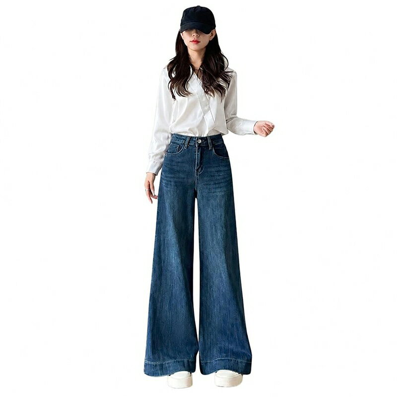 ワイドパンツ レディース デニム ジーンズ ハイウエスト 裏起毛 ジーパン 美脚 体型カバー ロング ズボン ゆったり ぽかぽか ストレート カジュアル ボトムス 通学 通勤