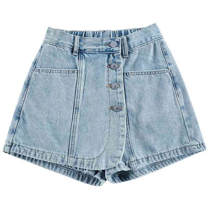 デニムキュロット レディース ハイウエスト ショートパンツ スカート風 フロントボ...