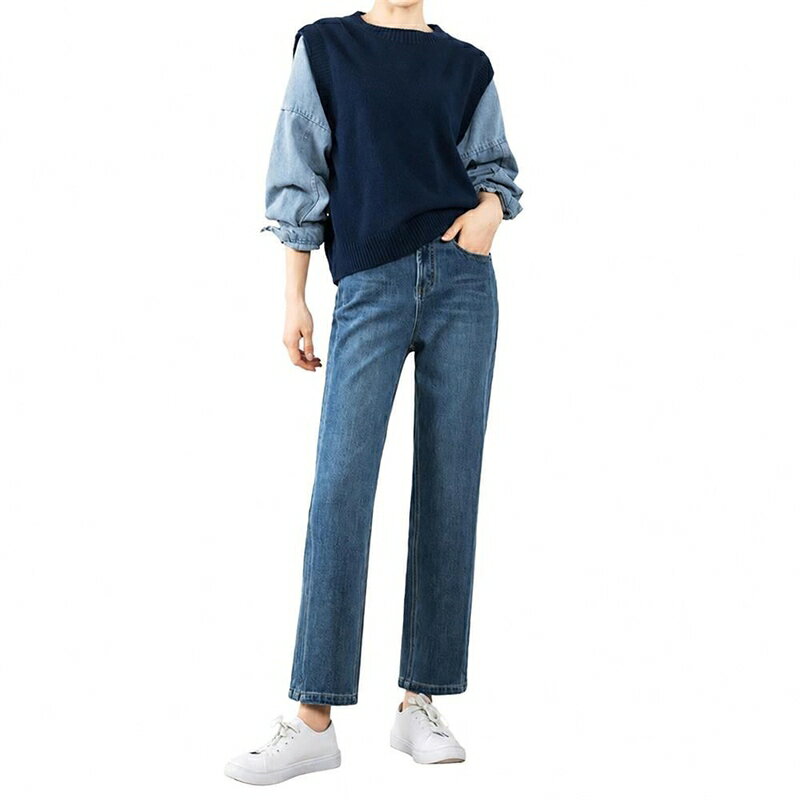 デニムパンツ レディース ハイウエスト ストレート ジーンズ ストレッチ 美脚 テーパードパンツ アンクル丈 九分丈 伸縮 ジーパン 通勤 カジュアル 脚長効果 履き心地 楽ちん ボトムス