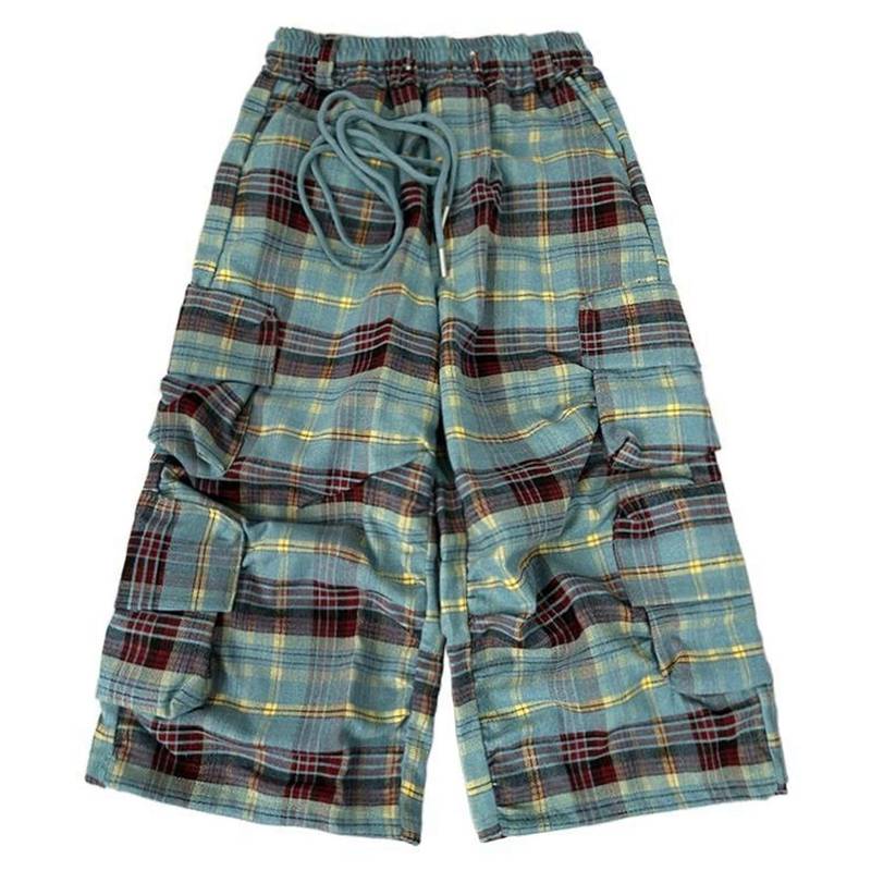 ジュニア カーゴパンツ ゆったり ワイドパンツ チェック柄 ロング ボーイズ ガール...