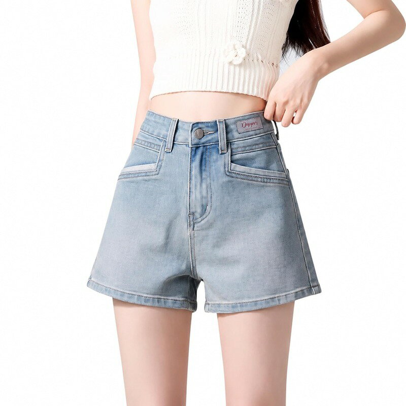 デニムショートパンツ レディース 着痩せ ハイウエスト Aライン 短パン ハーフパン...