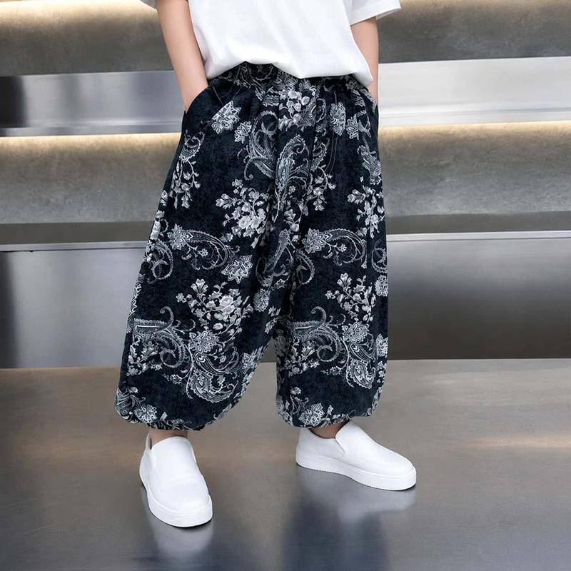 男の子 ロングパンツ サルエルパンツ 裾リブ ゆったり 体型カバー カジュアル ワー...