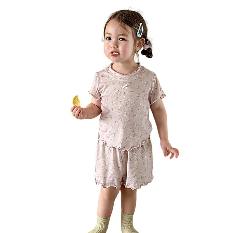 パジャマ キッズ 半袖 女の子 ルームウェア 上下セット 子供服 フリル 部屋着 寝巻...