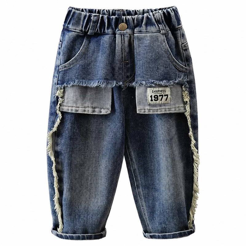 デニムパンツ キッズ ゆったり 体型カバー 子供服 ロングパンツ ズ ウエストゴム ...