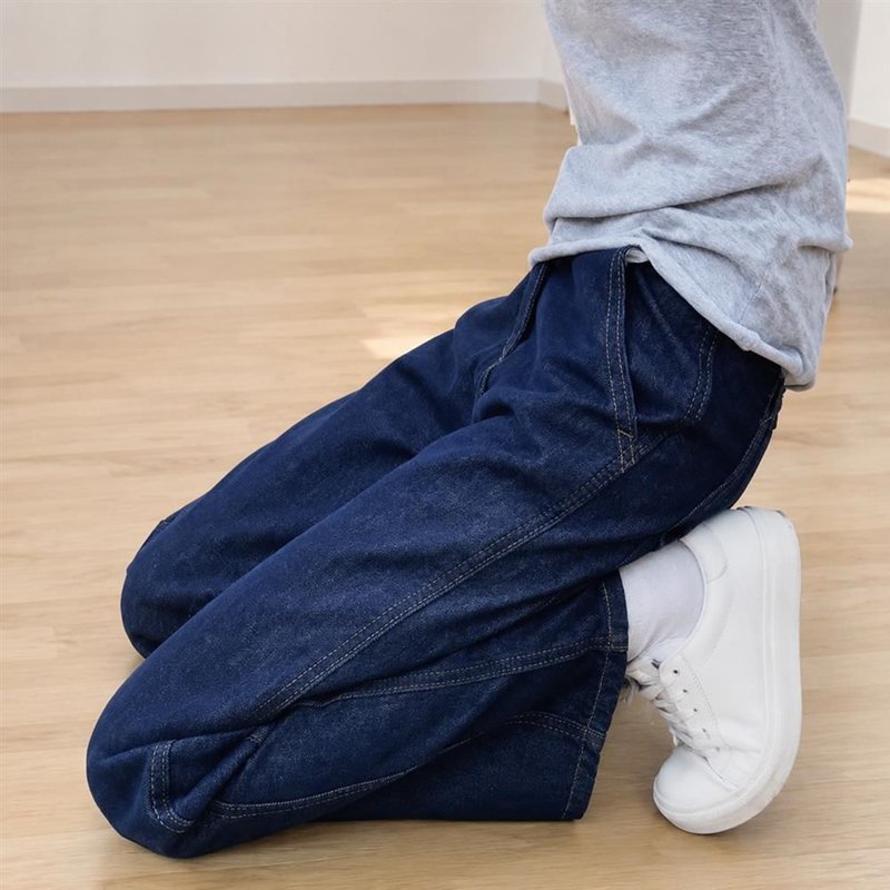 マルヤ物流サービスのデニムパンツ レディース ジーンズ ストレート ハイウエスト ジーパン 脚長 体型カバー ロング ワイド ボトムス カジュアル 通勤 通学｜アングル3