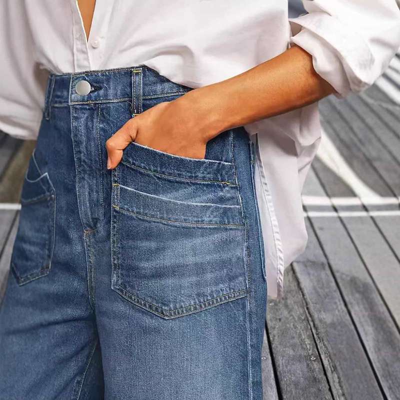 ワイドパンツ レディース デニムパンツ ガウチョ ジーンズ ゆったり 体型カバー カ...