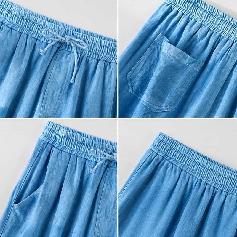 マルヤ物流サービスのハーフパンツ レディース 体型カバー ショートパンツ ゆったりサイズ 膝丈 ワイドパンツ 短パン 無地 カジュアル ボトムス 大きいサイズ イージーパンツ ドロスト｜アングル2