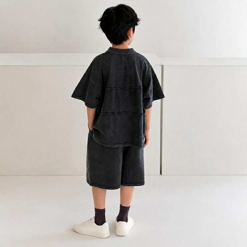 ボーイズ 上下セット ゆったり 半袖 ポロシャツ ハーフパンツ 2点セット 子供服 セ...