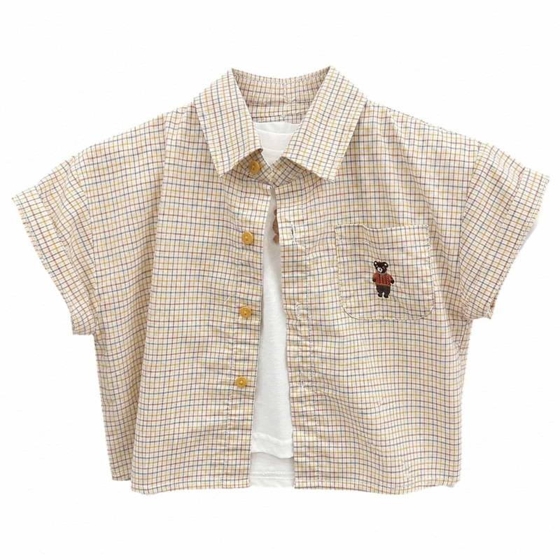キッズ シャツ 半袖 男の子 子供服 カジュアル ゆったり ポケット付き クマ 刺繍 ...