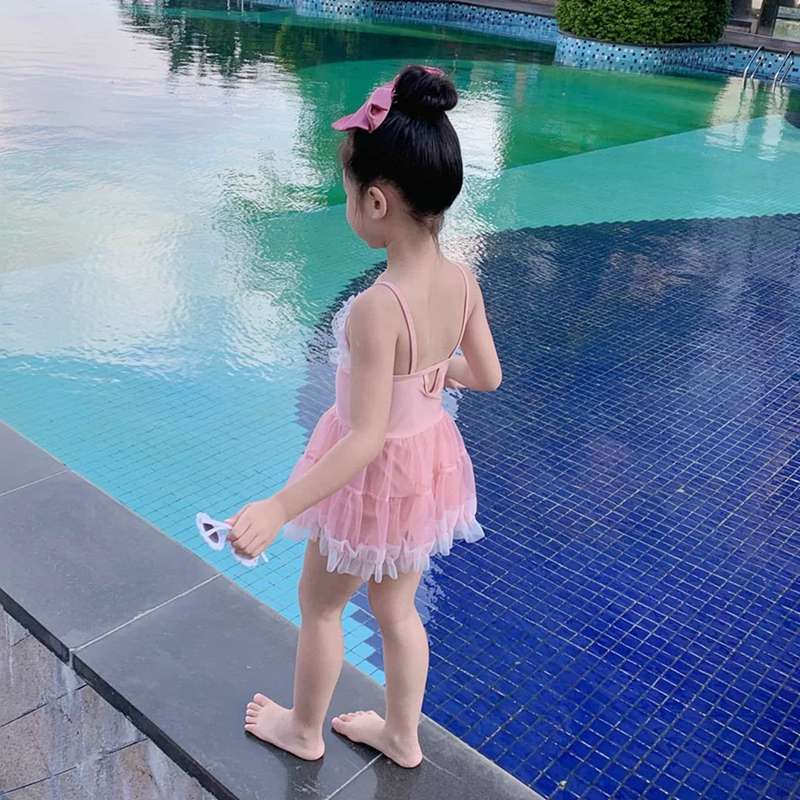 キッズ 水着 女の子 ワンピース プリンセス風 フリル チュール 切り替え スイムド...