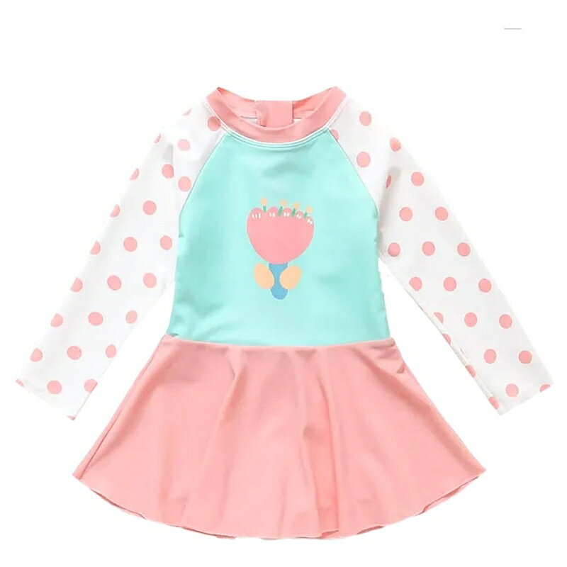 マルヤ物流サービスのキッズ 水着 女の子 ワンピース 長袖 スカート付き 体型カバー スイムウェア 子供用水着 オールインワン ガールズ 動きやすい ゆったりサイズ 大きいサイズ 可愛い｜アングル2