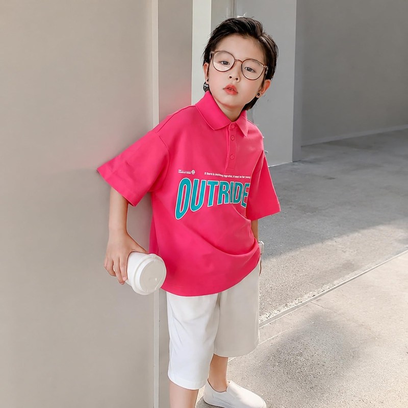 ポロシャツ キッズ 男の子 ゆったり 体型カバー 子供服 半袖 Tシャツ トップス 襟...