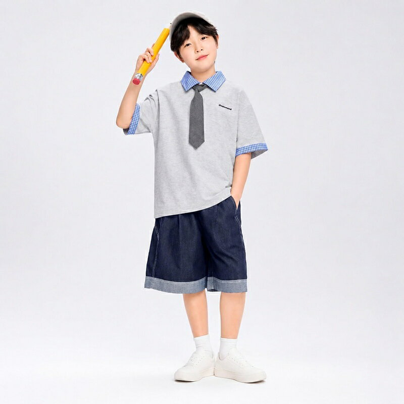 ポロシャツ キッズ 半袖 男の子 重ね着風 レイヤード? 子供服 襟付き シャツ チェ...