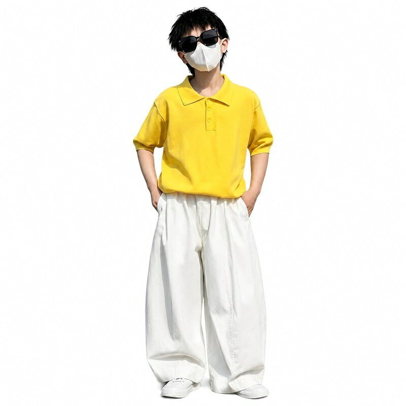 キッズ ポロシャツ セットアップ 半袖 男の子 夏服 上下セット 襟付き シャツ ゆったり ロングパンツ ジュニア カジュアル 通学 通園 外遊び 普段着