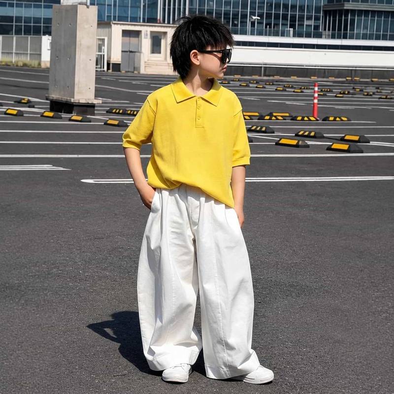 マルヤ物流サービスのキッズ ポロシャツ セットアップ 半袖 男の子 夏服 上下セット 襟付き シャツ ゆったり ロングパンツ ジュニア カジュアル 通学 通園 外遊び 普段着｜アングル2