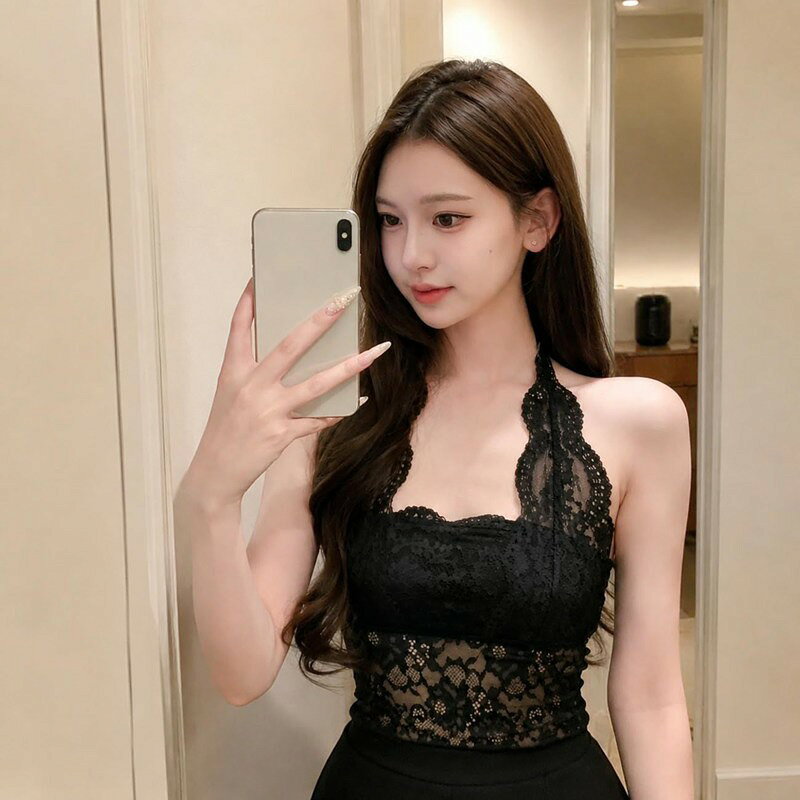 キャミソール カップ付き レース ホルターネック 美背 ブラトップ インナー レディース セクシー 大人可愛い 総レース ノースリーブ 伸縮性 肌触り良い 重ね着 デート リゾート maruyals234-10085037 マルヤ物流サービス サンプル画像2