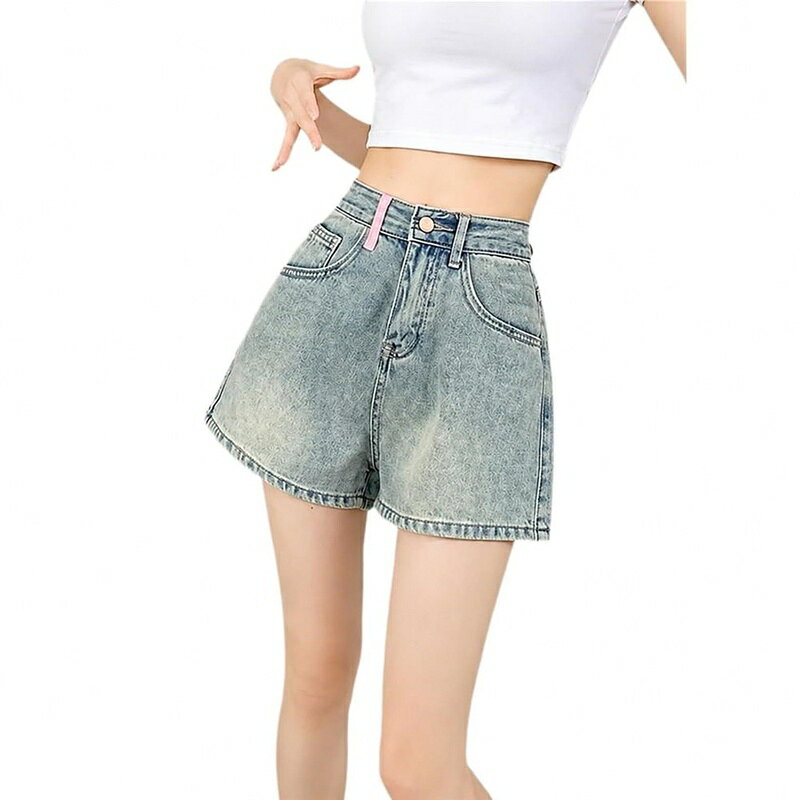 デニムショートパンツ レディース ハイウエスト 短パン ホットパンツ ワイド ゆったり 美脚 脚長 体型カバー 着痩せ カジュアル 春 夏