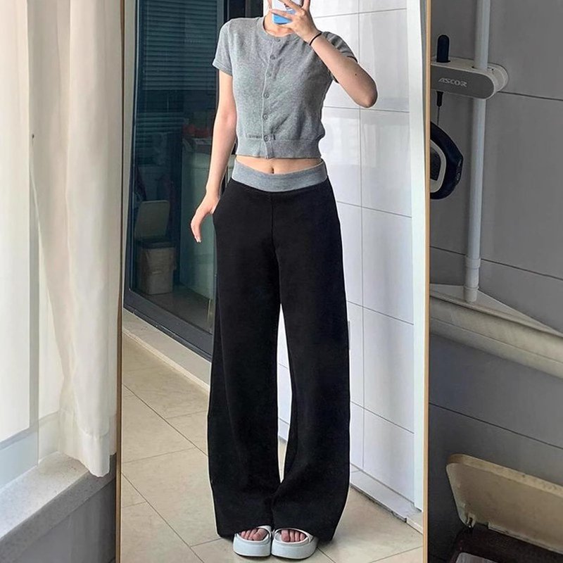 スウェットパンツ レディース ワイドパンツ ゆったり イージーパンツ 折り返し ウ...