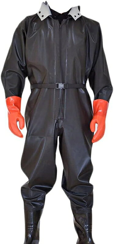 　　　 ◆◇◆売れている秘密◆◇◆ 【素材・留め具の種類】 メイン素材：PVC 　 　　　留め具の種類: ジッパー 【全身防水】使用感を大事して、袖口は緊縮設計を採用し、袖口を引き締め、作業時に水が袖口から入るのを防ぐことができます！胸ファスナーの後ろに防水シートがついて、二重防水効果があり、快適に水の中で働きます。通常のウェーダーではカバーすることの出来ないところでも、水の浸入を気にすることなくご使用いただけます。高温で継ぎ目を密封し、より効果的な浸水防止 【材質良い】高弾力性のある新しい環境に良い生地を採用して、外層材質はpvcを採用し、高い耐水性のほか、油汚れや酸・アルカリにも強いです。 【滑り止め】耐久性のあるPVCブーツは、ラジアルソールタイプの鞋底を備わており、渓流、小池、泥沼などの中に渉っても安定的です。良い耐久性、耐摩耗性により、使用寿命は延ばします。水災害、除雪、田植えなど、日常でも使えるシーンが多様です。 【適用】 アウトドアでの渓流釣や河口での川釣り・水仕事・農作業・畑仕事・漁業・水産業・除雪作業・冠水時など、あらゆる場面で野外活動をサポートします。家で庭仕事・掃除する時普通の長靴では足りないような作業の時、これがあると役にたちます！防災・災害用備品として、ご家庭だけでなく、職場やお店などにもあると安心です。 　　　◆◇◆注意事項◆◇◆ご覧のモニターの環境、撮影環境により実物と色味が異なって見える場合がございます。湿った状態で他のものと擦り合わせると色が移る恐れがあります。濃色品の洗濯時は、白色、淡色と分けて洗ってください。説明 【素材】PVC? 【サイズ】24cm、24.5cm、25cm、25.5cm、26cm、26.5cm、27cm、27.5cm、28cm、28.5cm 【適用場所】海・川・池・湖などあらゆるフィールドで活躍するハイチェストウェーダーです。腰まで防水なので工場作業・漁業作業・農作業・水産業にもおすすめ。 【防水デザイン】素材は厚手のPVCで傷つきにくく、水の侵入はもちろん外気からも肌をしっかり守ります。胸ファスナーも水の侵入を防ぐ仕様で、さらにその下にも防水布を装備。袖は伸縮素材、フードの繋も返しが付いているので水の侵入に細心の注意を払った設計です。 【全身防水】フード付きで全身をすっぽり覆ってくれる防水着なので、雨天の作業でも雨風からあなたの体をしっかりガード。レインコートのように豪雨ではだけることもないので、台風などの緊急時の救護作業でも威力を発揮します。 【滑り止めブーツ】良質なPVCブーツと滑り防止の靴底は、水中で歩いての安定性を提供する 【お手入れ方法】使用後はブラシをかけずに水で洗い流すだけできれいになります。強い日光にさらさないで陰干ししてください。 【注意事項】? ※サイズ表記は手作業にて行っておりますので、 実物と若干の誤差が生じる場合があります。? ※商品画像と実際の色は、撮影の状況・モニターの表示等により若干異なる場合がございます。?
