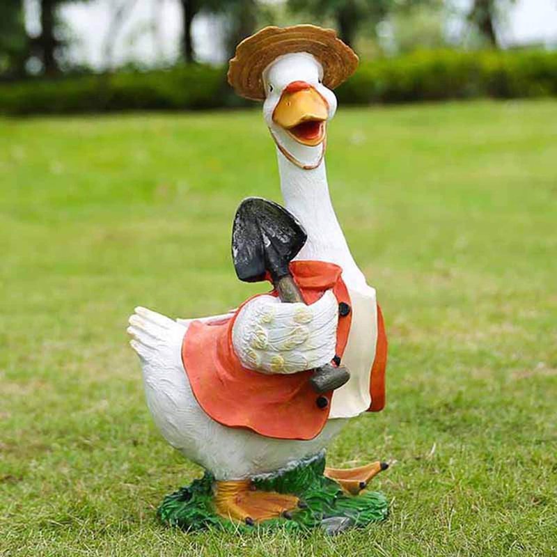 ガーデン 動物像 かわいいガチョウ 鳥 彫刻 屋内 屋外 中庭 リアルなアニマル アート F 置物 オーナメント フェンス 通路 裏庭 風景 ツリーデコレーション 庭 動物の彫像 インテリア 部屋装飾