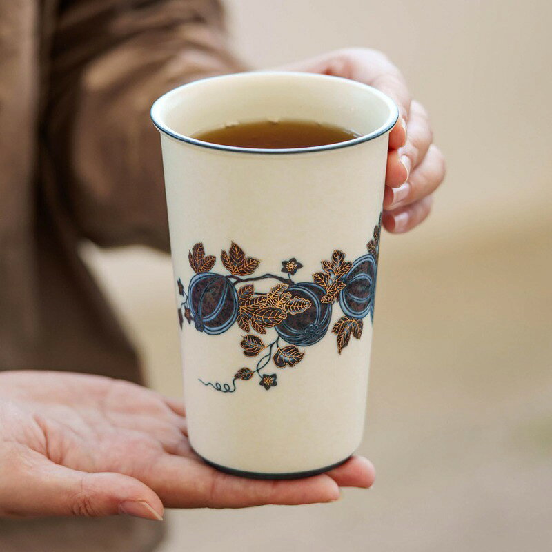 湯呑み おしゃれ 大容量 陶器 伝統柄 和風 モダン 茶器 フリーカップ オフィス 家庭用 贈り物 プレゼント 縦長 コップ 食器 焼き物