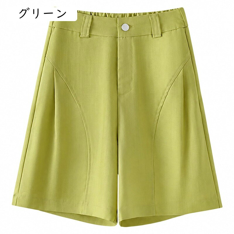 マルヤ物流サービスのハーフパンツ レディース 着痩せ 体型カバー ショートパンツ ワイド ゆったり ボトムス 夏用 カジュアル きれいめ 通勤 お出かけ 大人 キュロット リネンライク さらさら 涼しい 快適 旅行｜アングル3