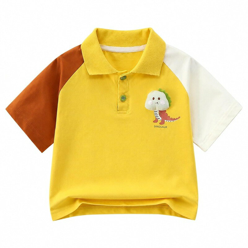 キッズ ポロシャツ 半袖 男の子 襟付き シャツ 子供服 トップス 恐竜 プリント ラ...