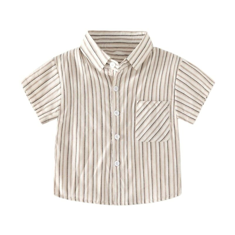 男の子 半袖シャツ ストライプ柄 子供服 トップス カジュアルシャツ ゆったり キッズ 夏 前開き 襟付き 通園 通学 お出かけ 普段着 コーデしやすい ジュニア