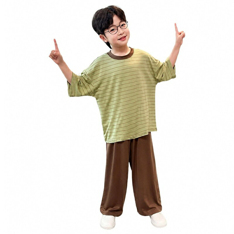 キッズ パジャマ ゆったり ルームウェア 上下セット 男の子 半袖 クルーネック ロ...