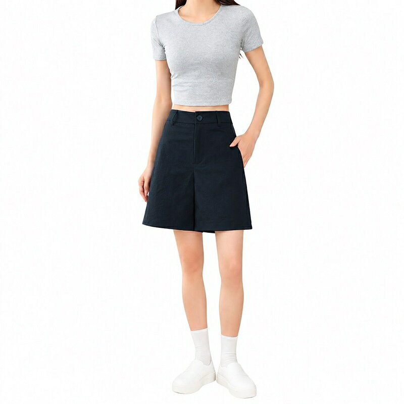 ハーフパンツ レディース ショートパンツ ハイウエスト 美脚 着痩せ きれいめ タック入り 五分丈 短パン ボトムス ワイド ゆったり カジュアル 膝丈 通勤 オフィス スーツ生地 しわ防止 春 夏