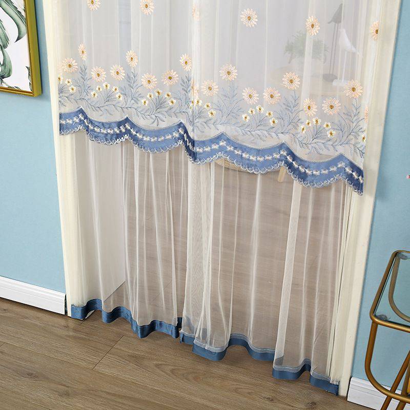 のれん レース 間仕切りカーテン 目隠し おしゃれ 刺繍 デイジー 花柄 姫系 面ファスナー留め 穴あけ不要 簡単取り付け ドアカーテン 玄関 勝手口 寝室 廊下 キッチン 洗面所 階段 仕切り かわ maruyals234-10130071 マルヤ物流サービス サンプル画像3