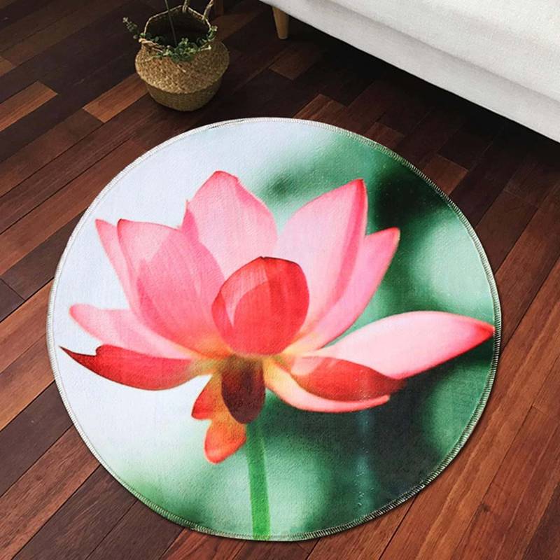 ラグ ラグマット ラグカーペット 洗える 滑り止め付 低反発 カラー 60*60cm 西海岸 絨毯 マット 北欧 蓮 花模様 カーペット おしゃれ 円形 ウォッシャブル 折り畳み可能ン 洗えるラグ 玄