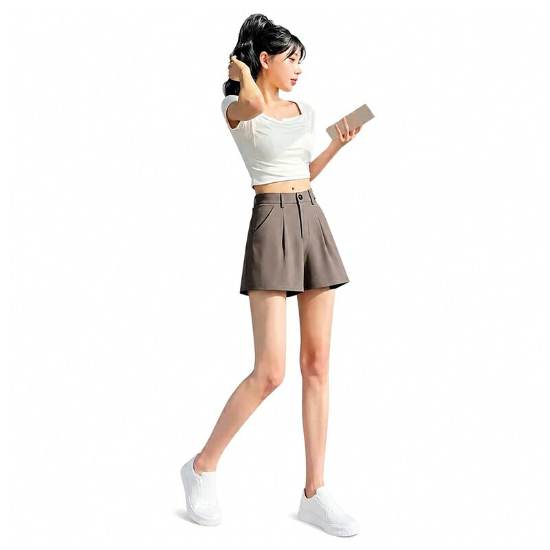 ショートパンツ レディース 着痩せ 体型カバー ハイウエスト ハーフパンツ タック キュロット ショート丈 ボトムス カジュアル オフィス 通学 通勤 春 夏 ゆったり