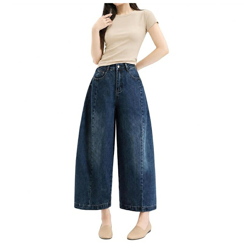 デニム ワイドパンツ レディース 体型カバー バルーンパンツ ズ ジーパン ゆったり...