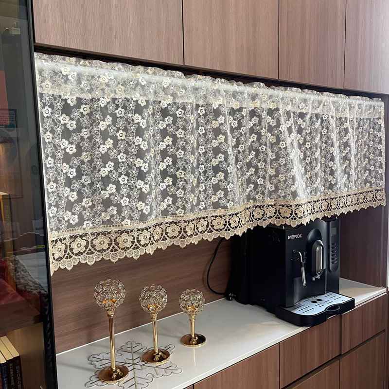 カフェカーテン レース 小窓用 花柄刺繍がおしゃれな遮像目隠しカーテン カントリ...