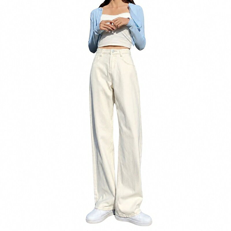 デニム パンツ レディース ワイドパンツ ジーンズ ハイウエスト ストレート ゆったり 体型カバー ロング 脚長 ジーパン 春 夏 秋