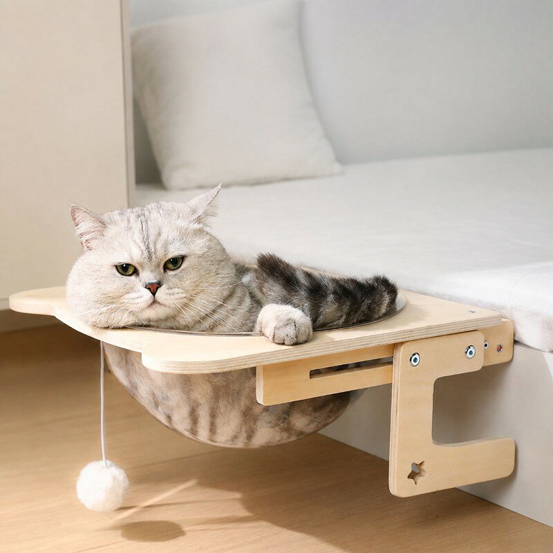 猫 ハンモック 窓際 ベッドサイド 宇宙船 キャットベッド 木製 透明 アクリルドーム 吊り下げ 猫用ベッド 取付簡単 猫ハウス 室内用 ペットベッド おもちゃ付き 省スペース 日光浴 組立簡単 通年