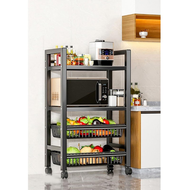 収納カート キャスター付き キッチンワゴン 耐荷重 キッチン レンジ台 炊飯器 食器棚 58cm レンジボード キッチン収納 作業台 家電収納 大容量 頑丈 隙間収納 カラー1